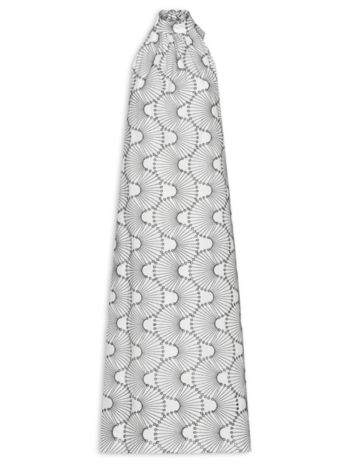 Vestido Midi Algodão Bordado Ondas - Off White