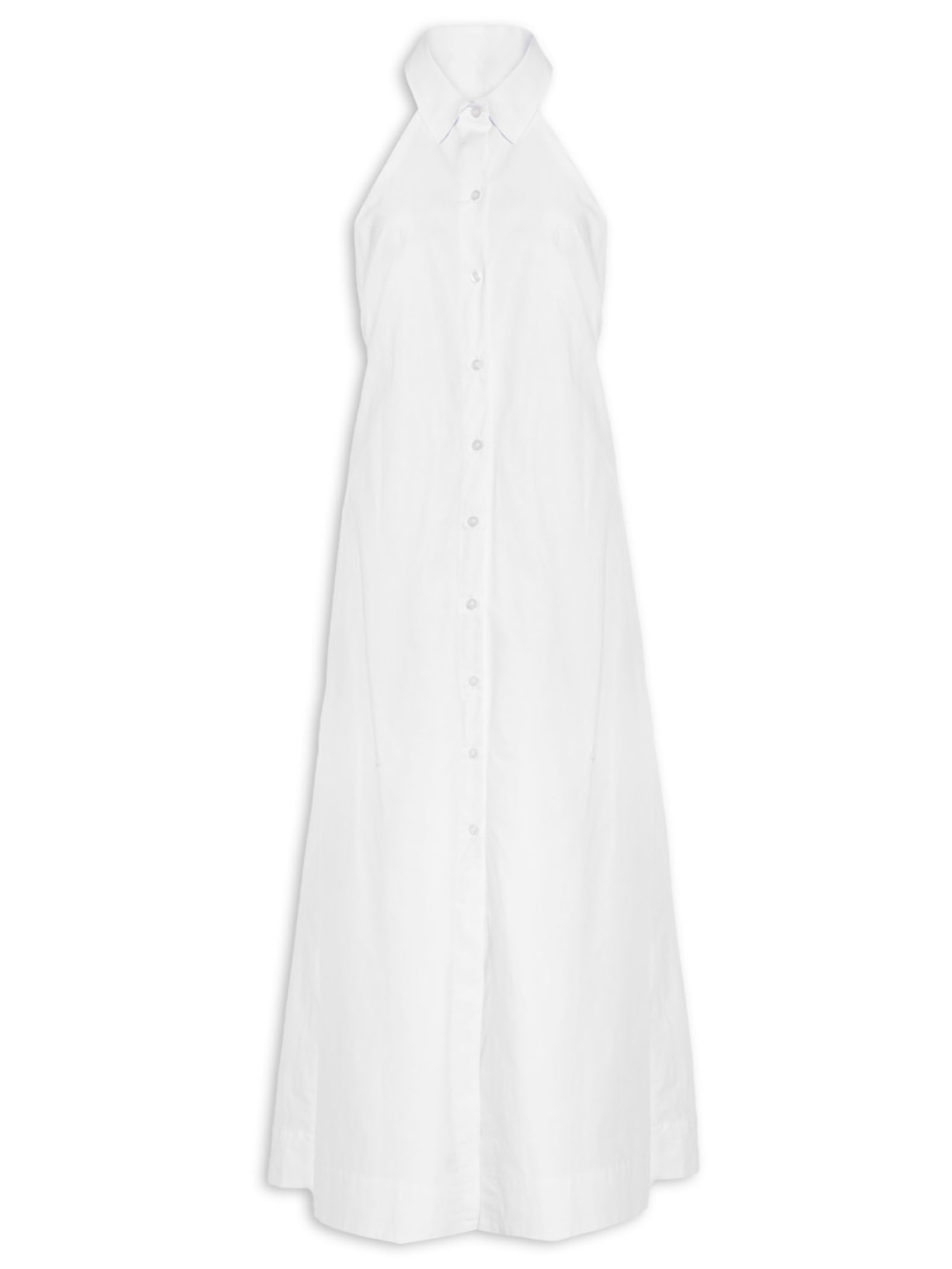 Vestido Midi Algodão Decote Costas - Branco