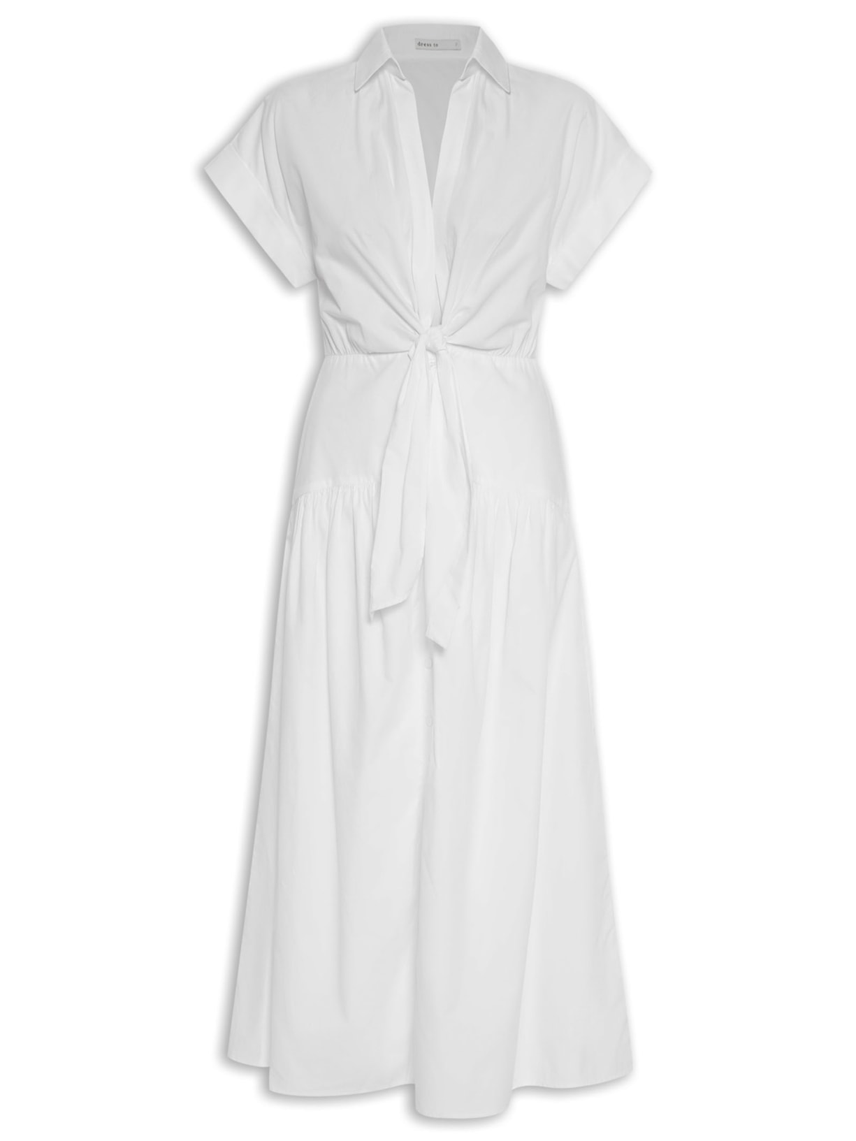 Vestido Midi Algodão Maria Decote Nó - Branco