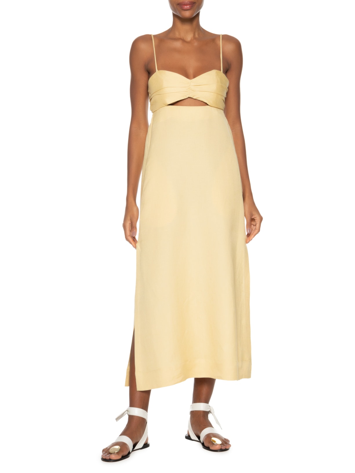 Vestido Midi Amarelo Amarração  Amarelo Animale