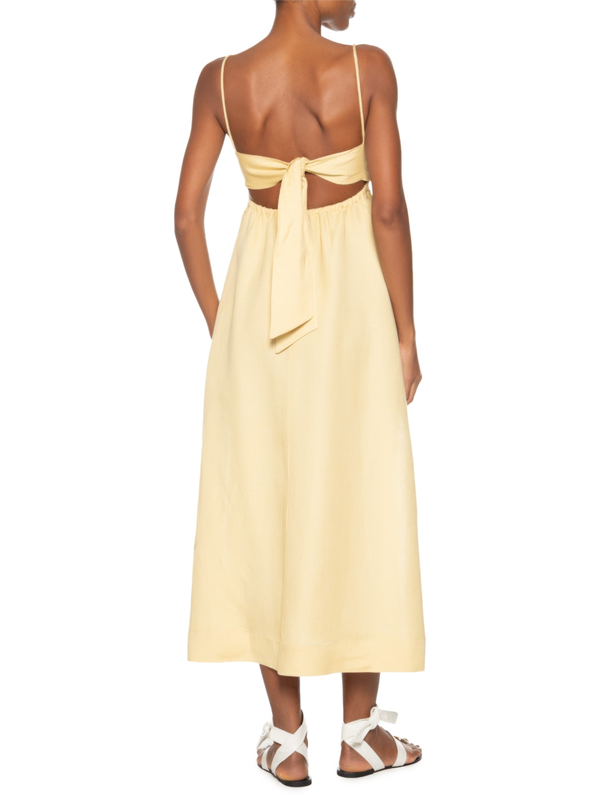 Vestido Midi Amarelo Amarração  Amarelo Animale