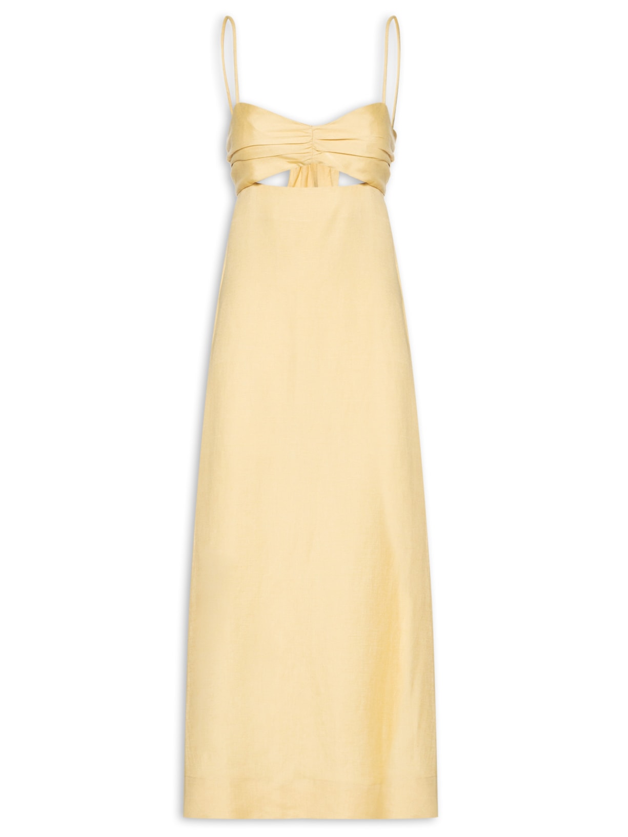 Vestido Midi Amarelo Amarração - Amarelo