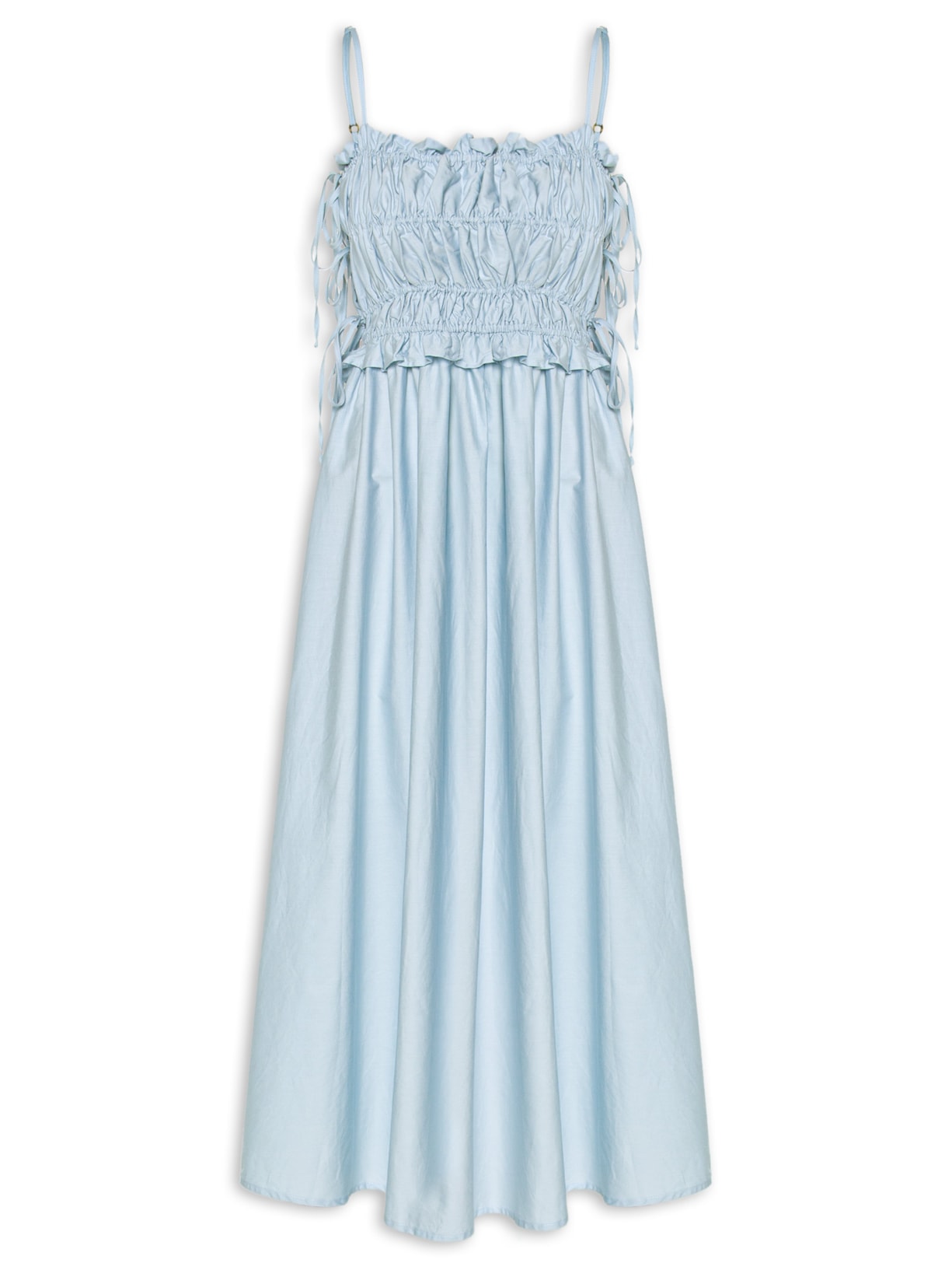 Vestido Midi Amarrações - Azul