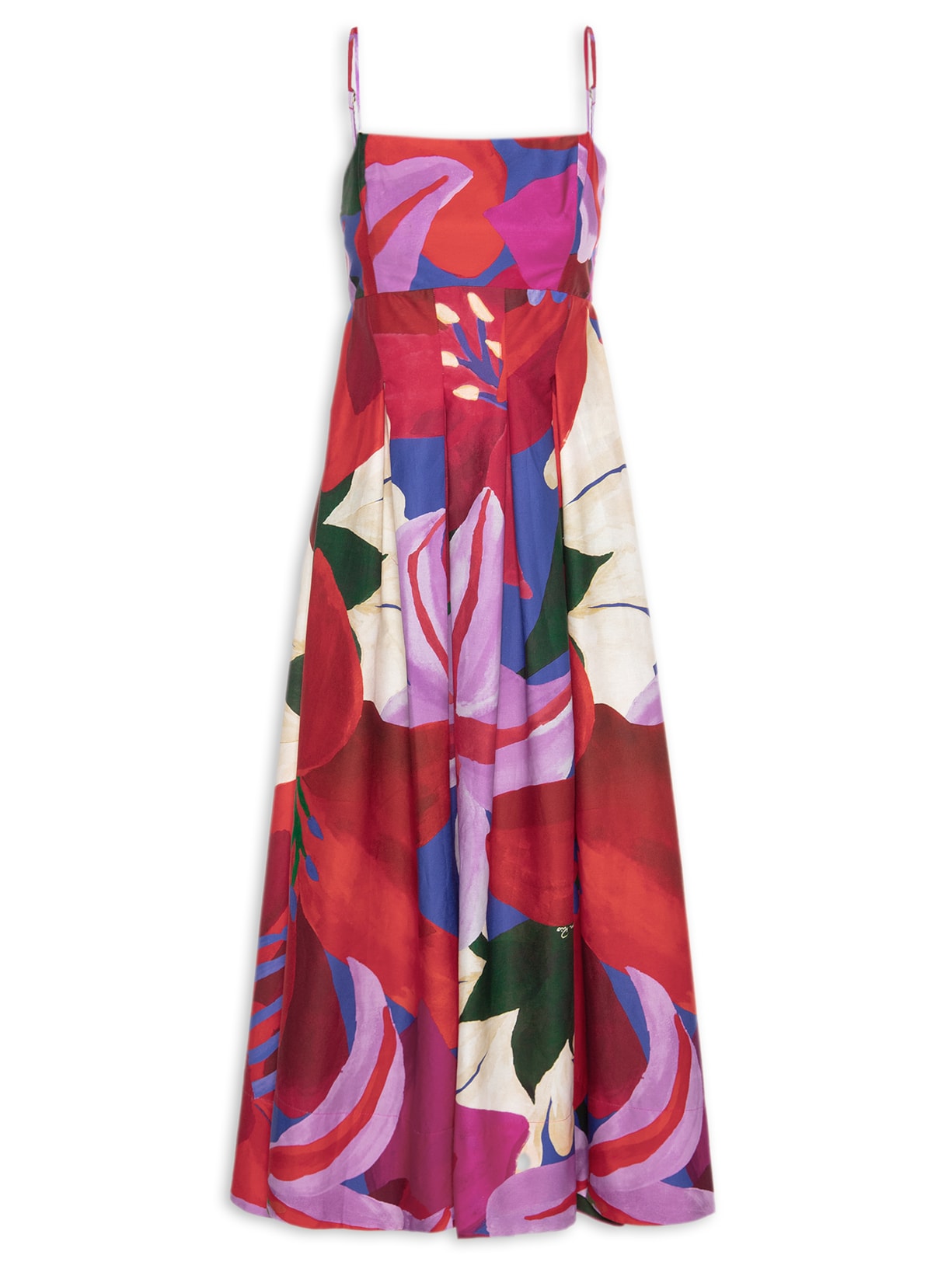 Vestido Midi Aquarela Floral - Azul