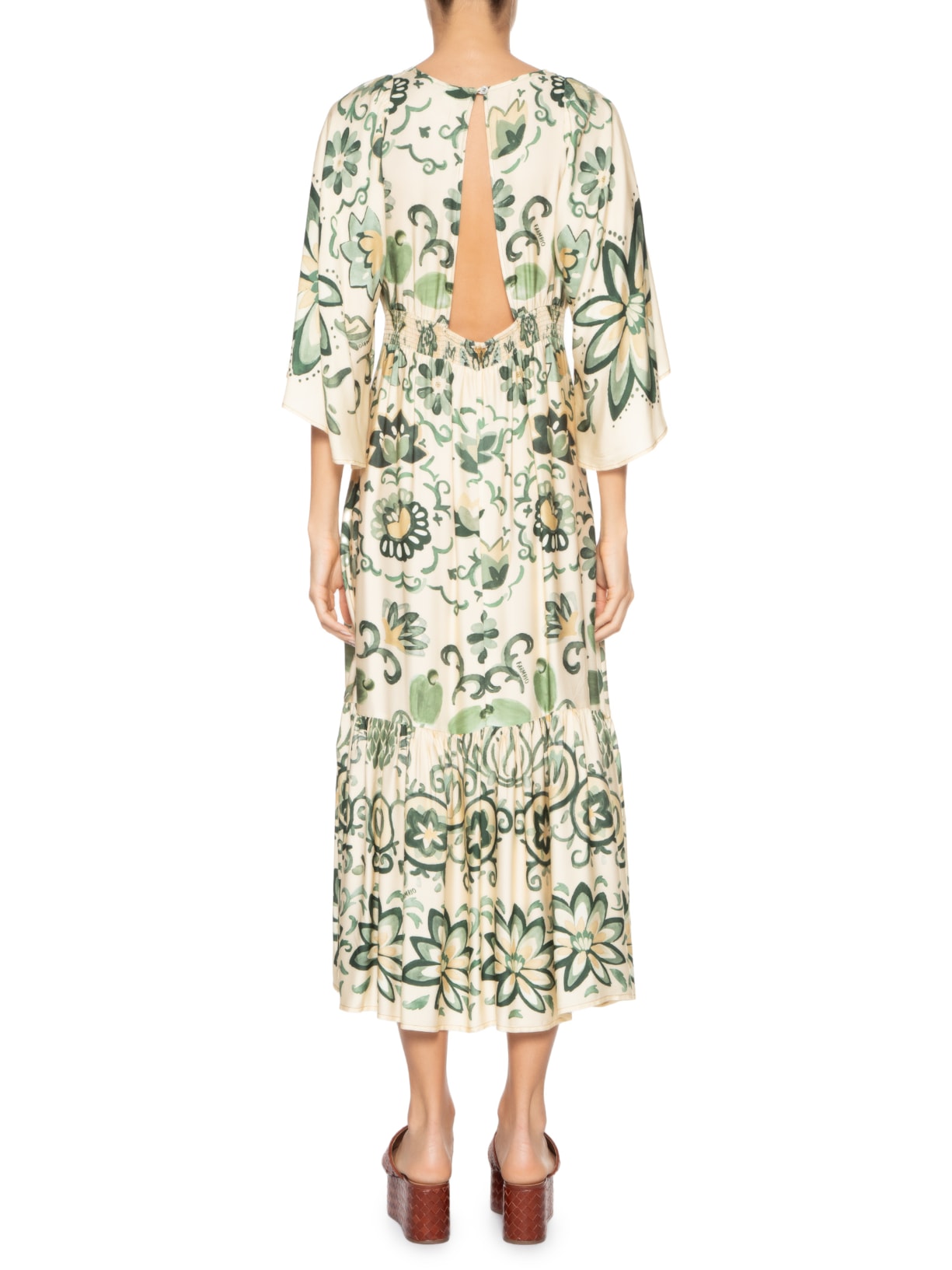 Vestido Midi Aquarela Tropical Verde Farm