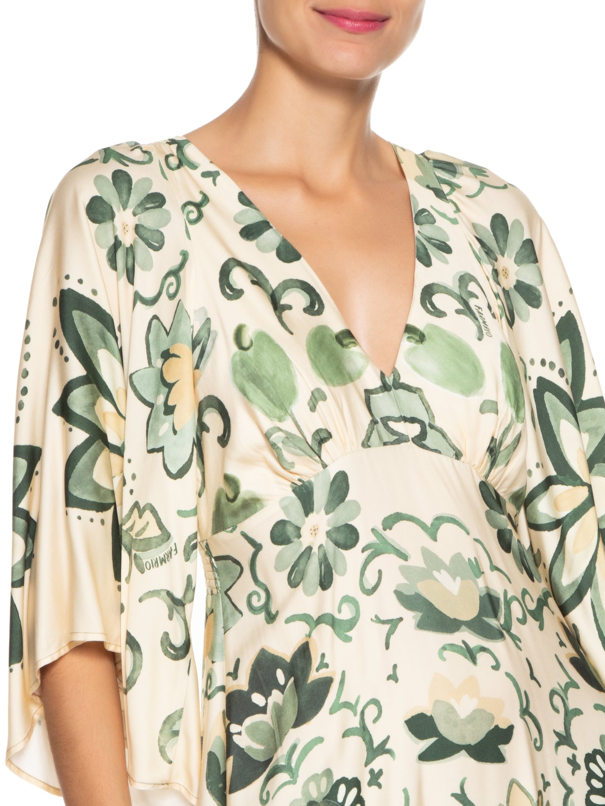 Vestido Midi Aquarela Tropical Verde Farm