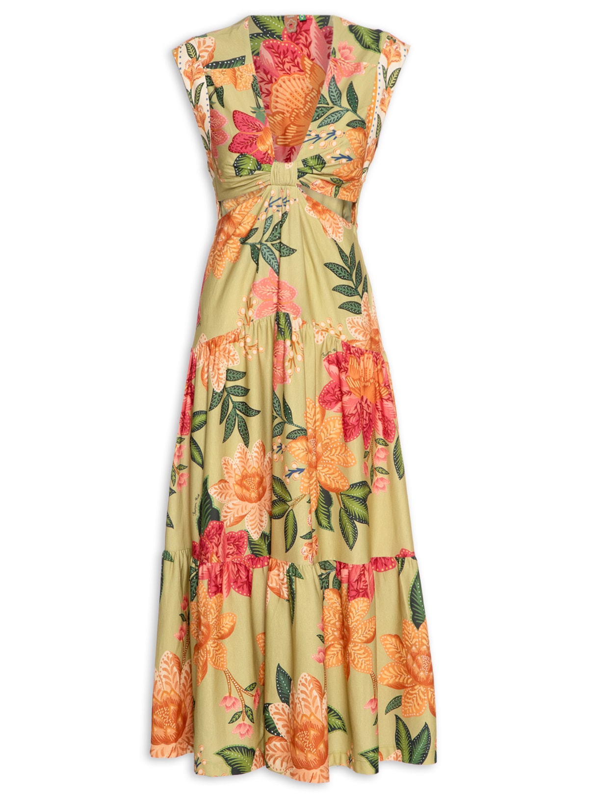 Vestido Midi Arara Em Flor - Verde