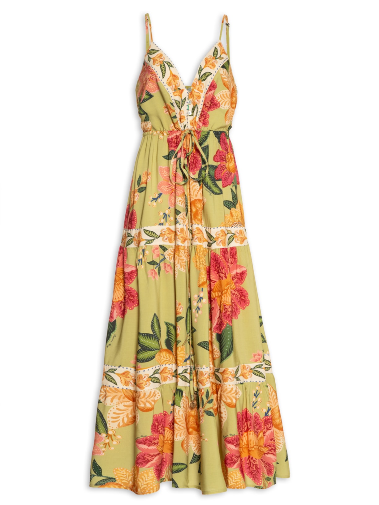 Vestido Midi Arara Em Flor - Verde