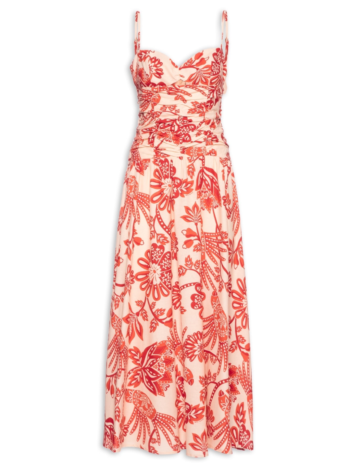 Vestido Midi Arara Floral - Vermelho