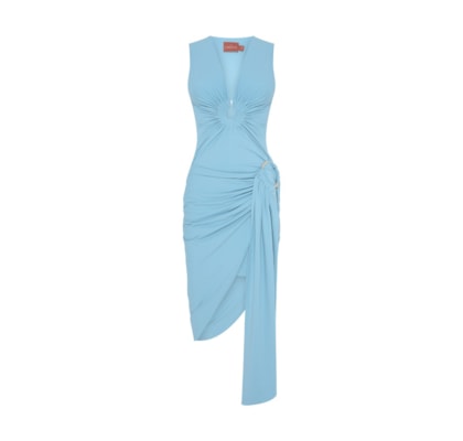 Vestido Midi Argolas Mareh Salácia Azul Céu
