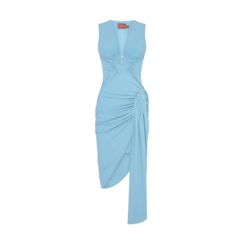Vestido Midi Argolas Mareh Salácia Azul Céu