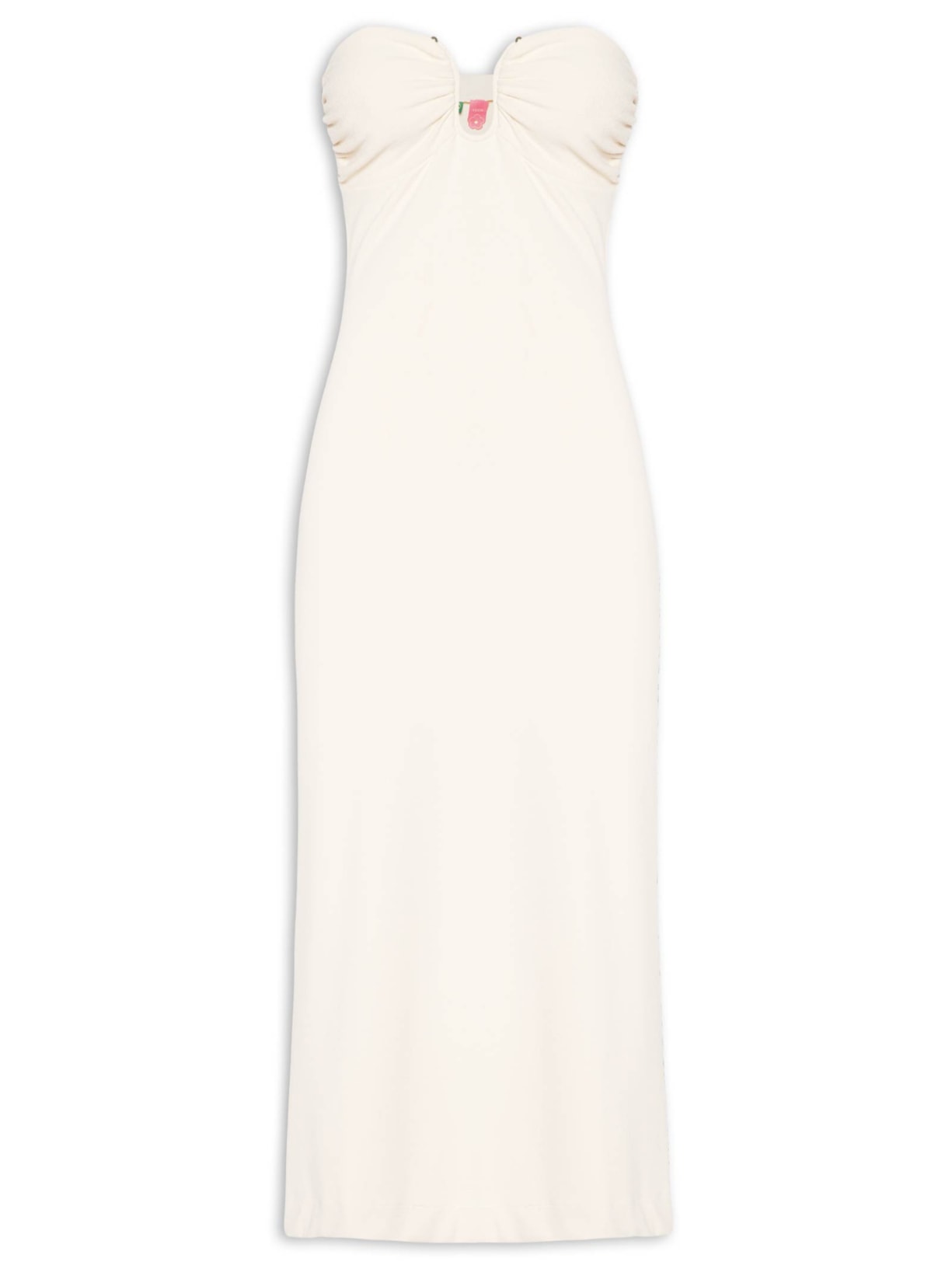 Vestido Midi Aviamento Bege Farm