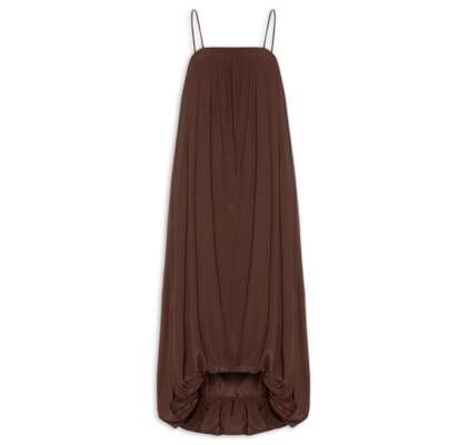 Vestido Midi Balonê - Marrom