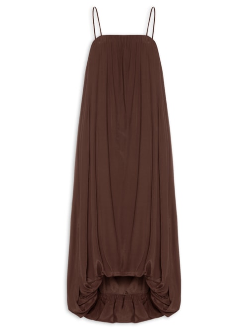 Vestido Midi Balonê - Marrom