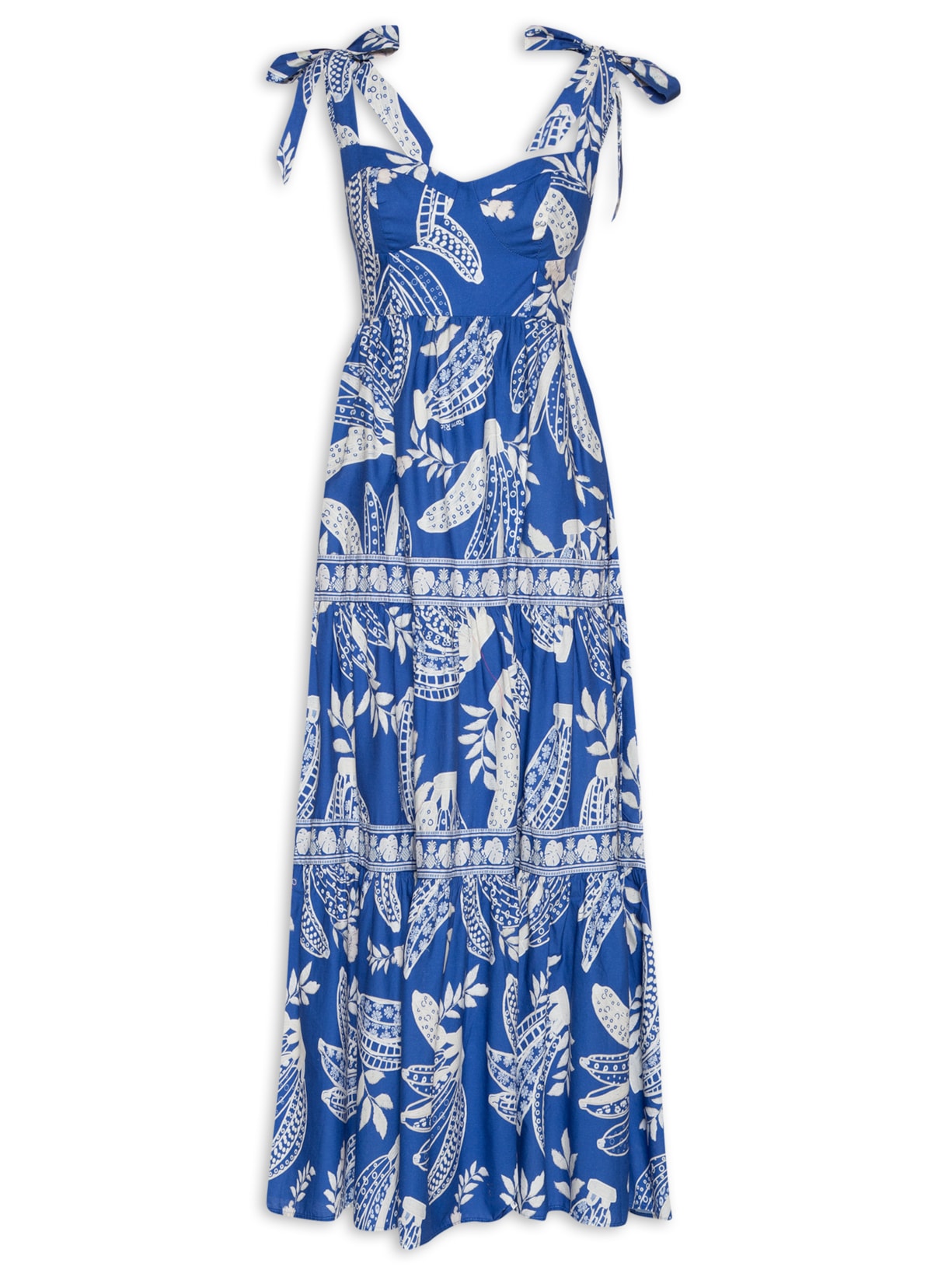 Vestido Midi Banana De Renda - Azul