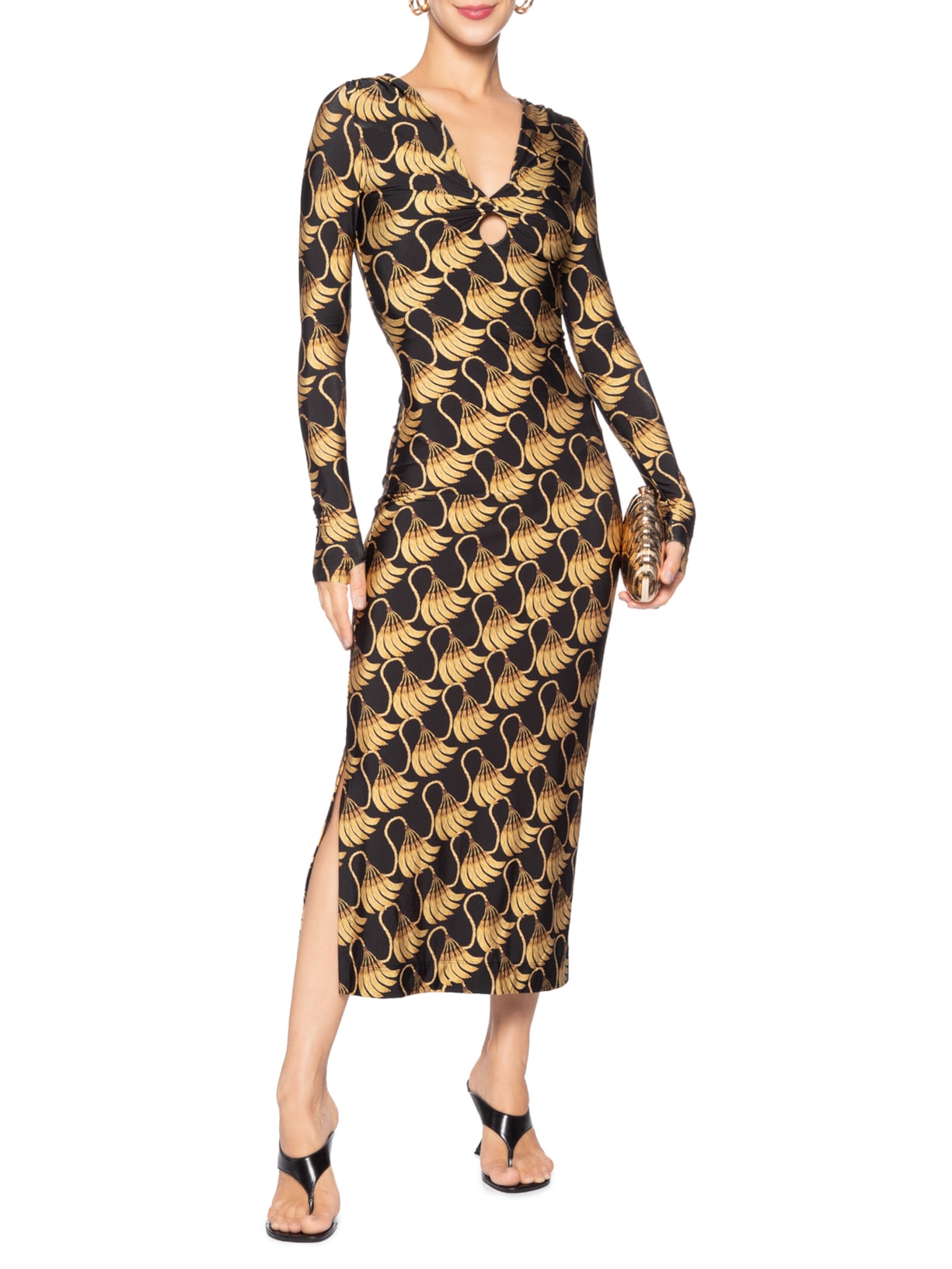 Vestido Midi Banana Tassel Preto Farm