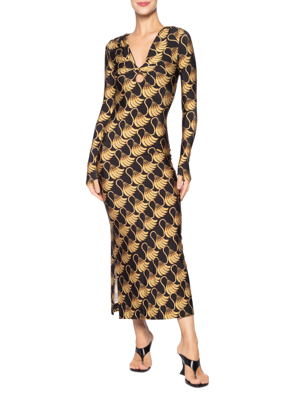 Vestido Midi Banana Tassel Preto Farm