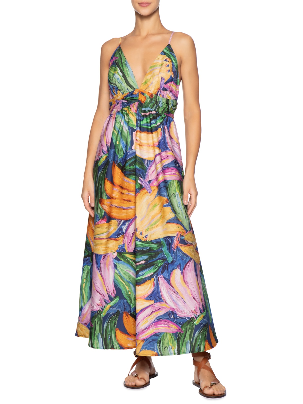 Vestido Midi Bananas Pintadas Azul Farm