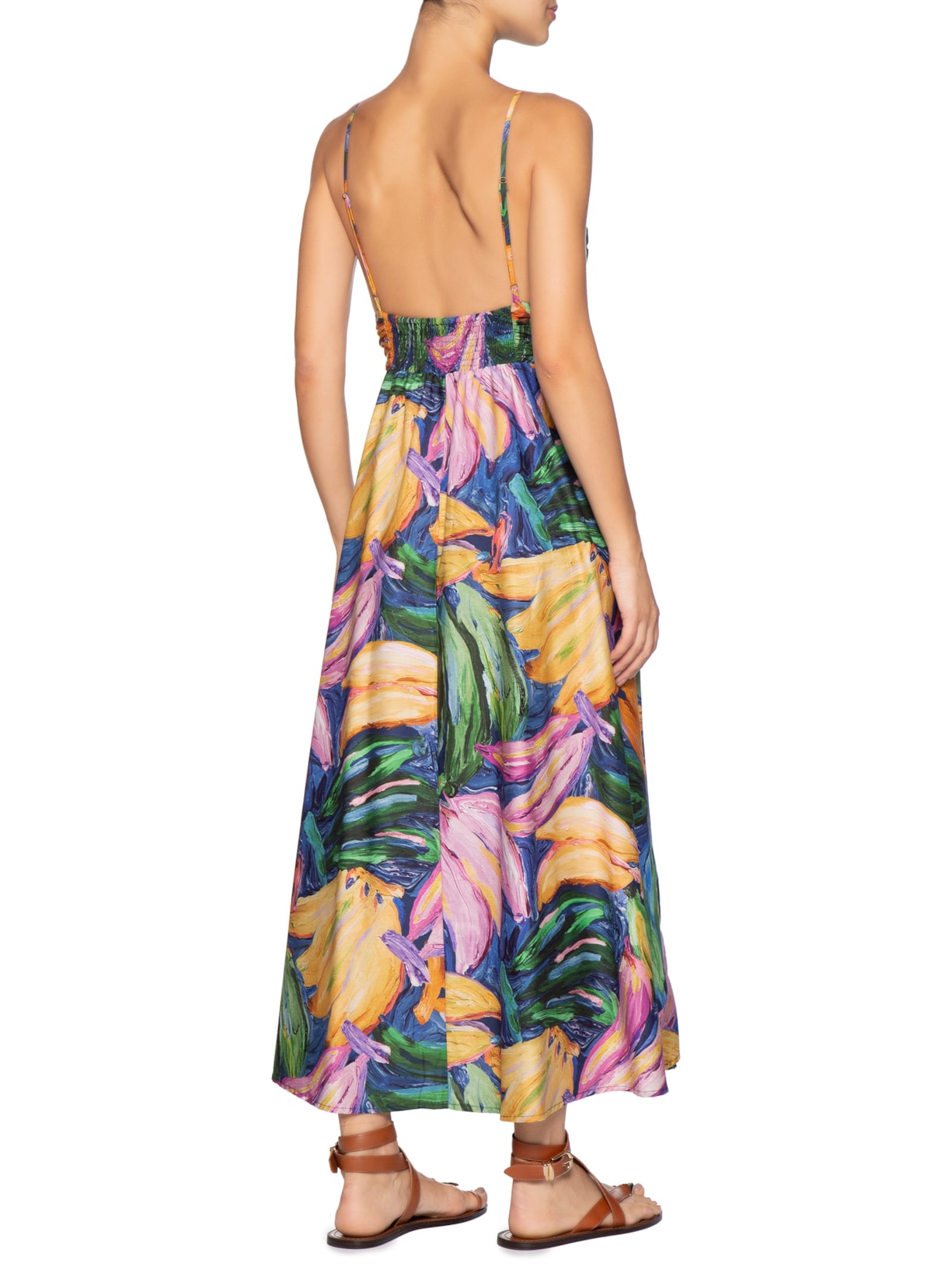 Vestido Midi Bananas Pintadas Azul Farm