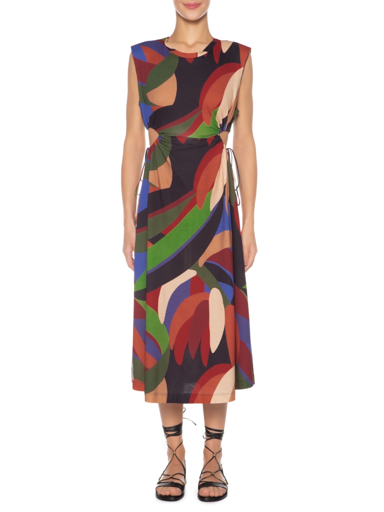 Vestido Midi Bananeira Gráfica Azul Farm