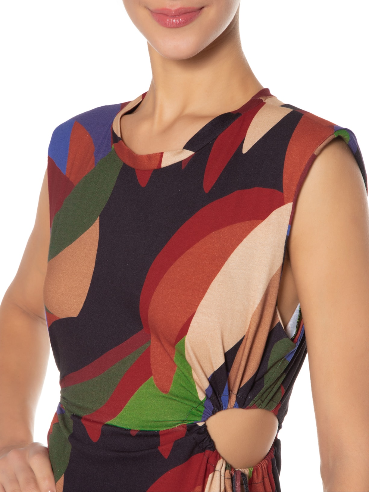 Vestido Midi Bananeira Gráfica Azul Farm