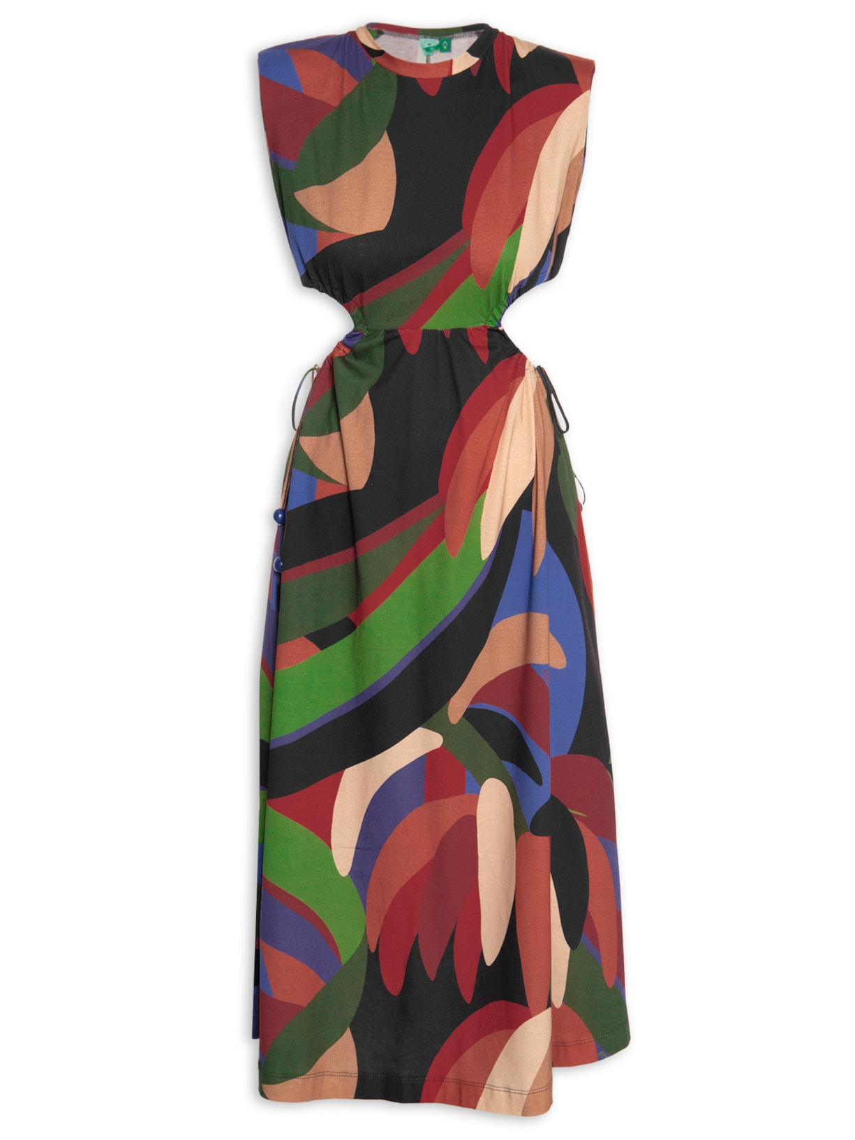 Vestido Midi Bananeira Gráfica Azul Farm