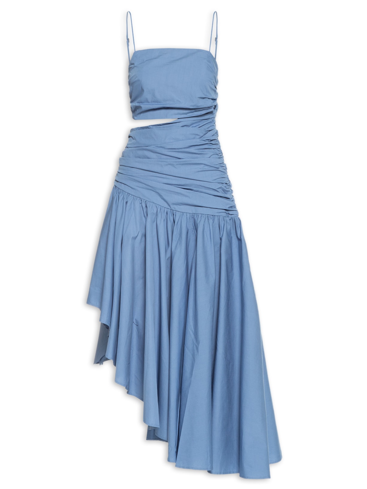 Vestido Midi Barra Irregular - Azul