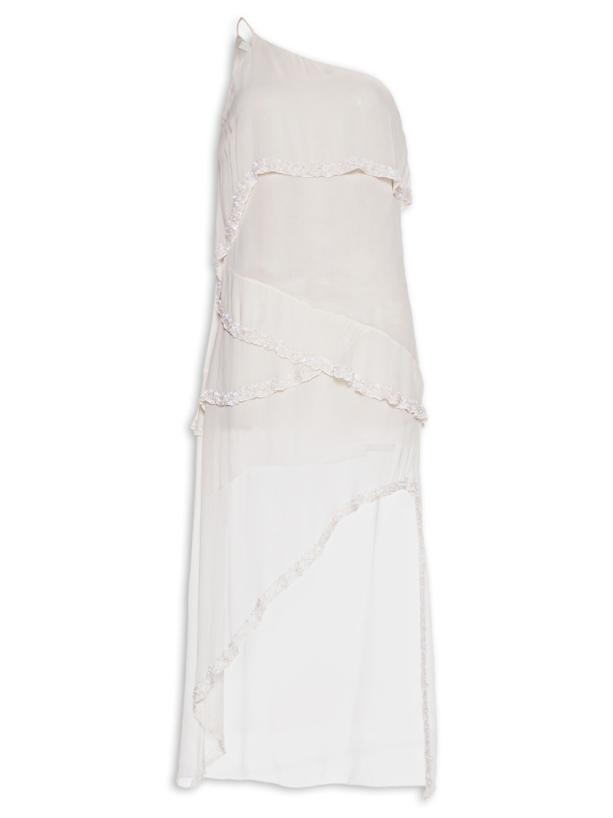 Vestido Midi Barras Bordadas Off White Animale