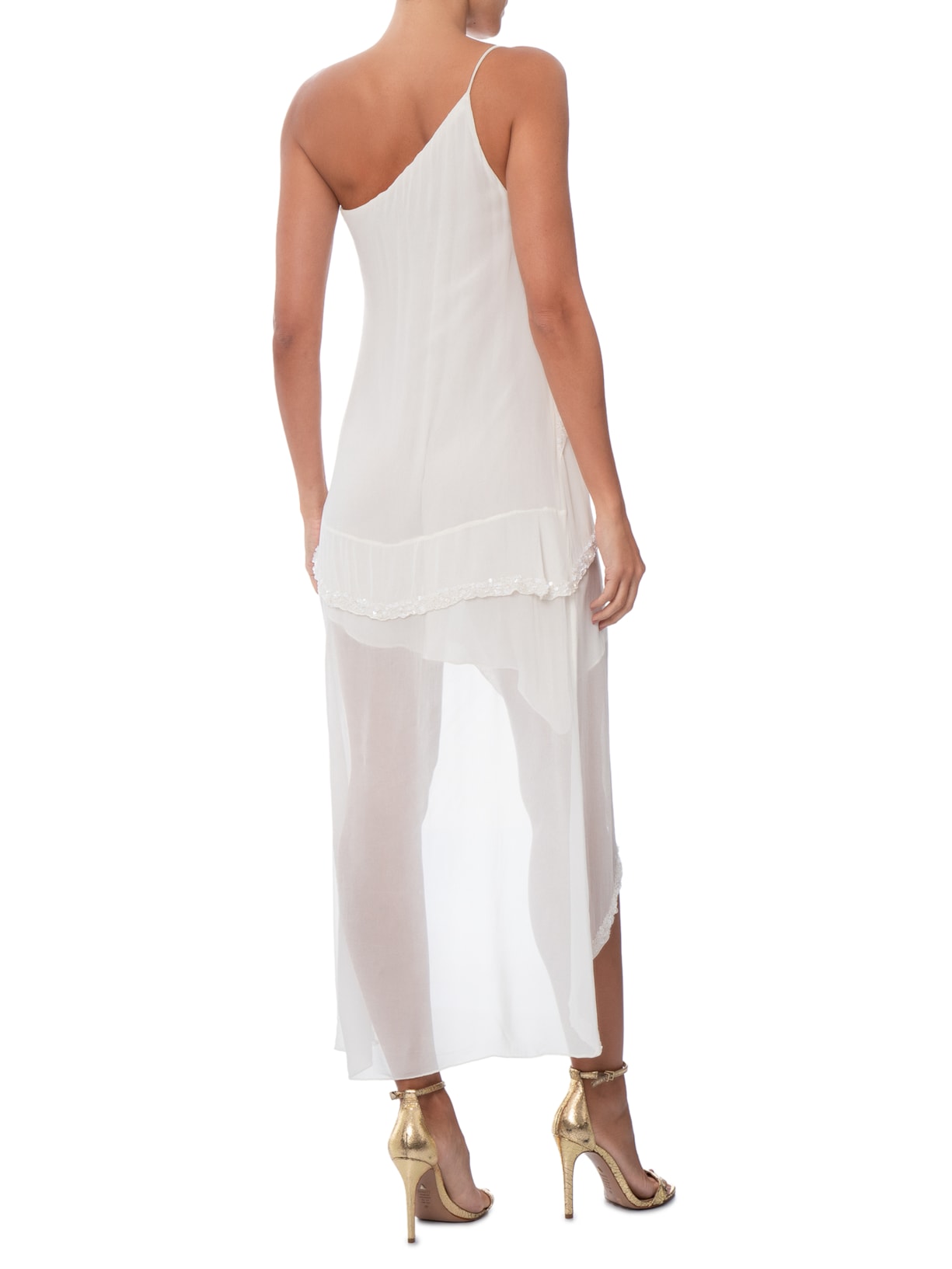 Vestido Midi Barras Bordadas Off White Animale