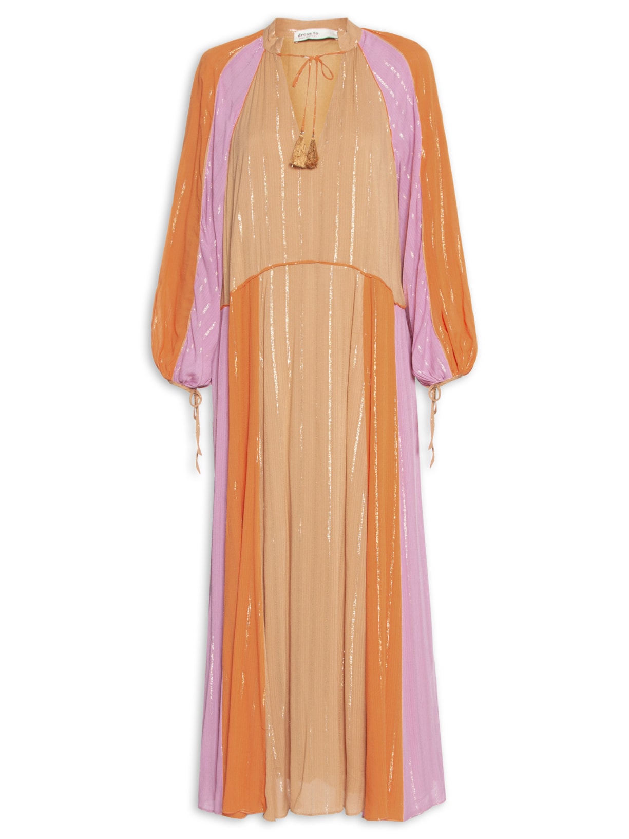 Vestido Midi Bata Lurex Color - Rosa