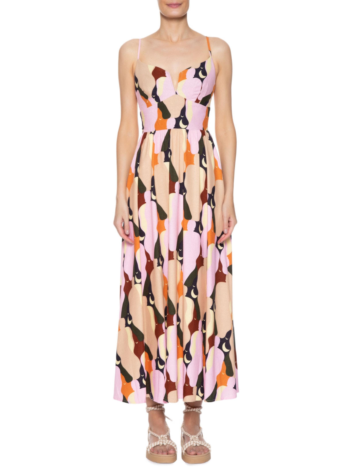 Vestido Midi Beijo Rosa Farm
