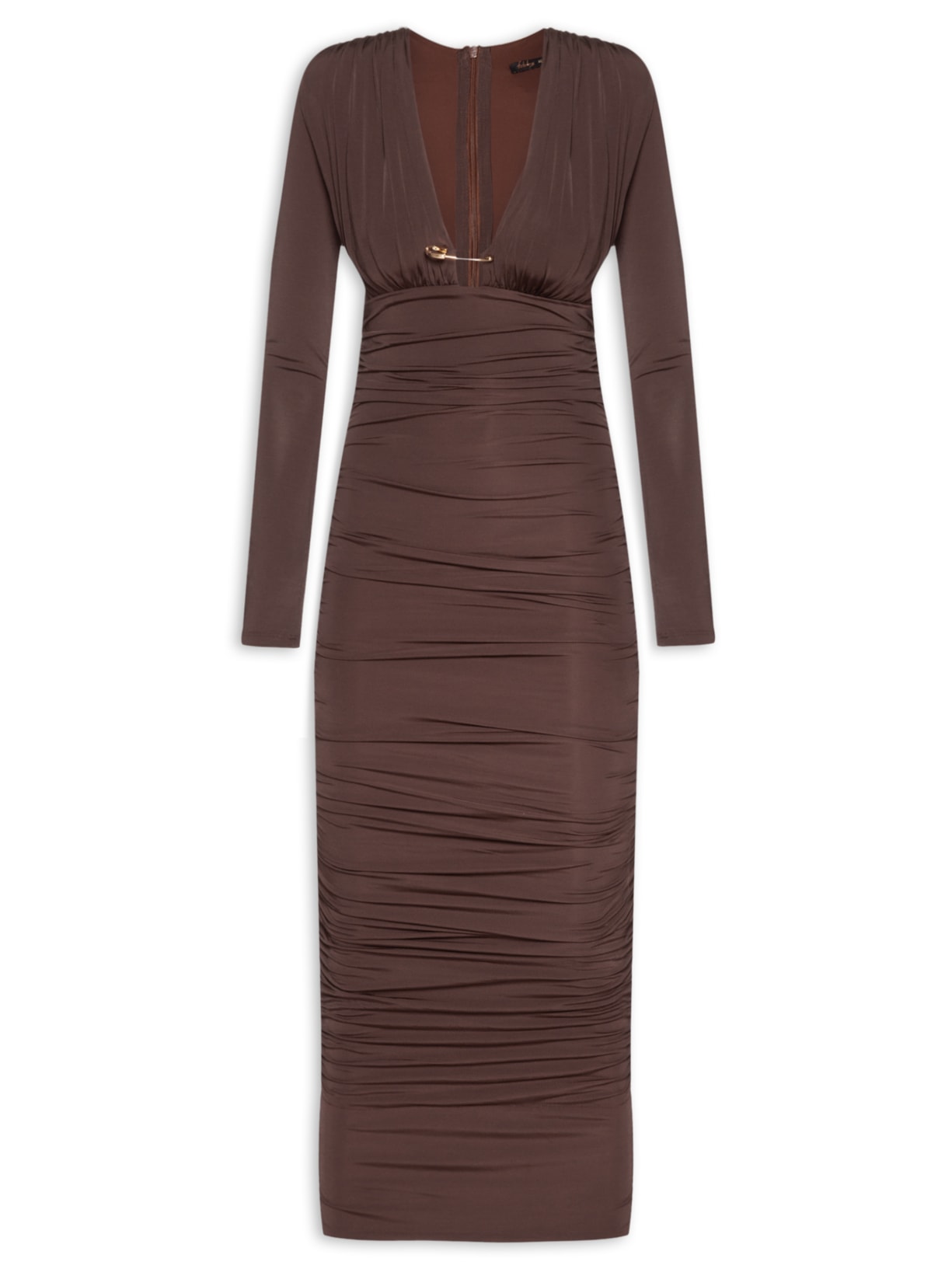 Vestido Midi Betina Pala Drapeada Marrom Fabulous Agilitá