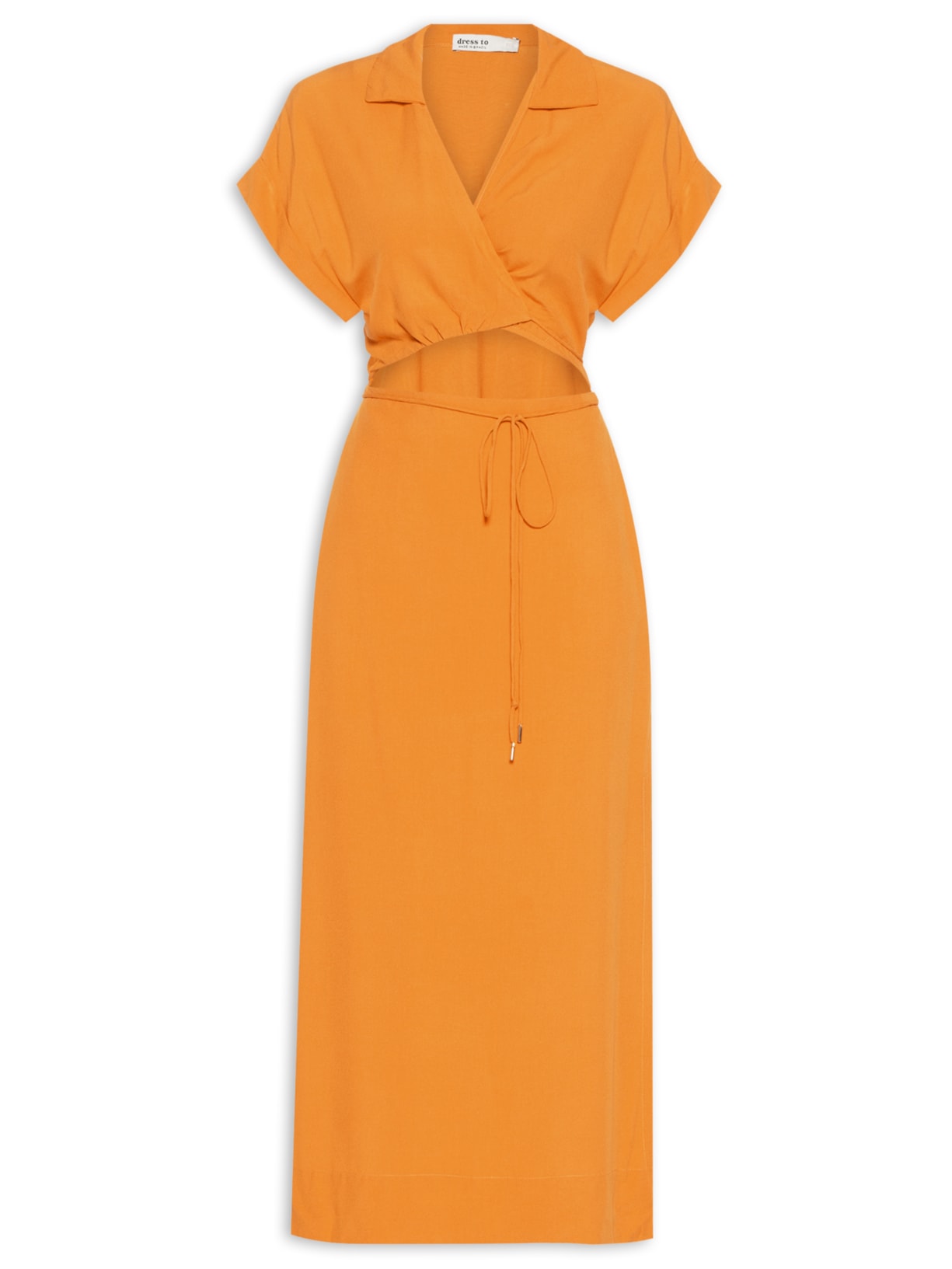 Vestido Midi Blusa Transpassada - Laranja