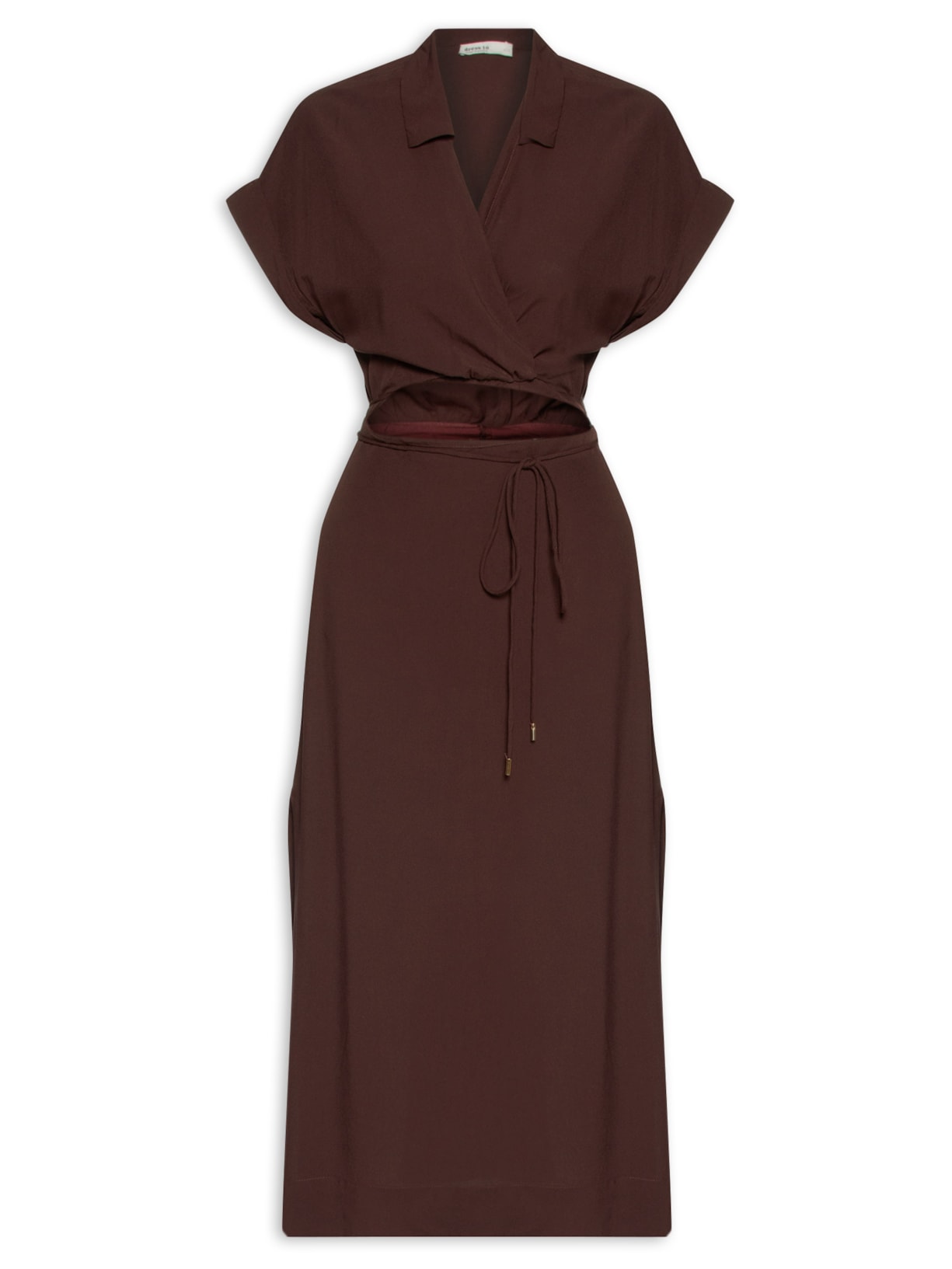 Vestido Midi Blusa Transpassada - Marrom