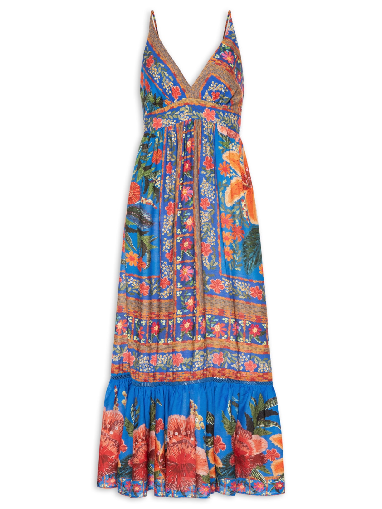 Vestido Midi Bordadeira - Azul