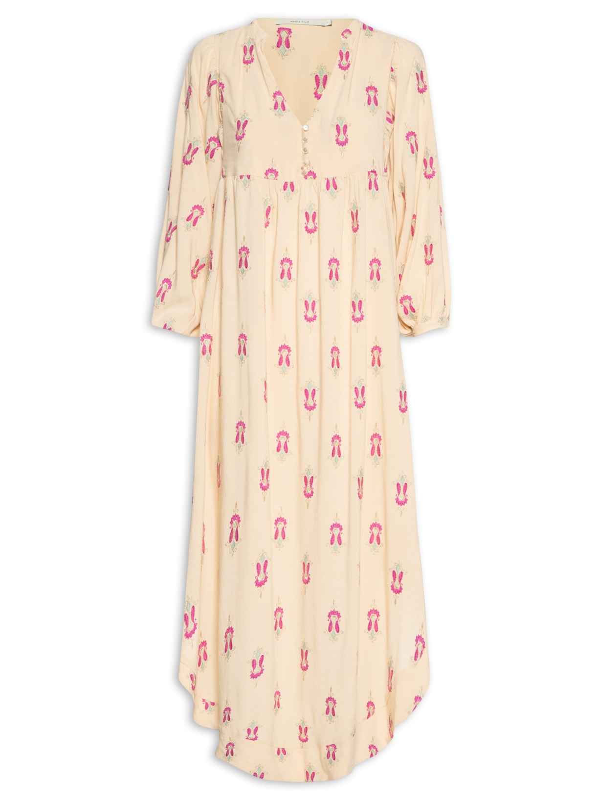 Vestido Midi Bordado Anisha - Bege