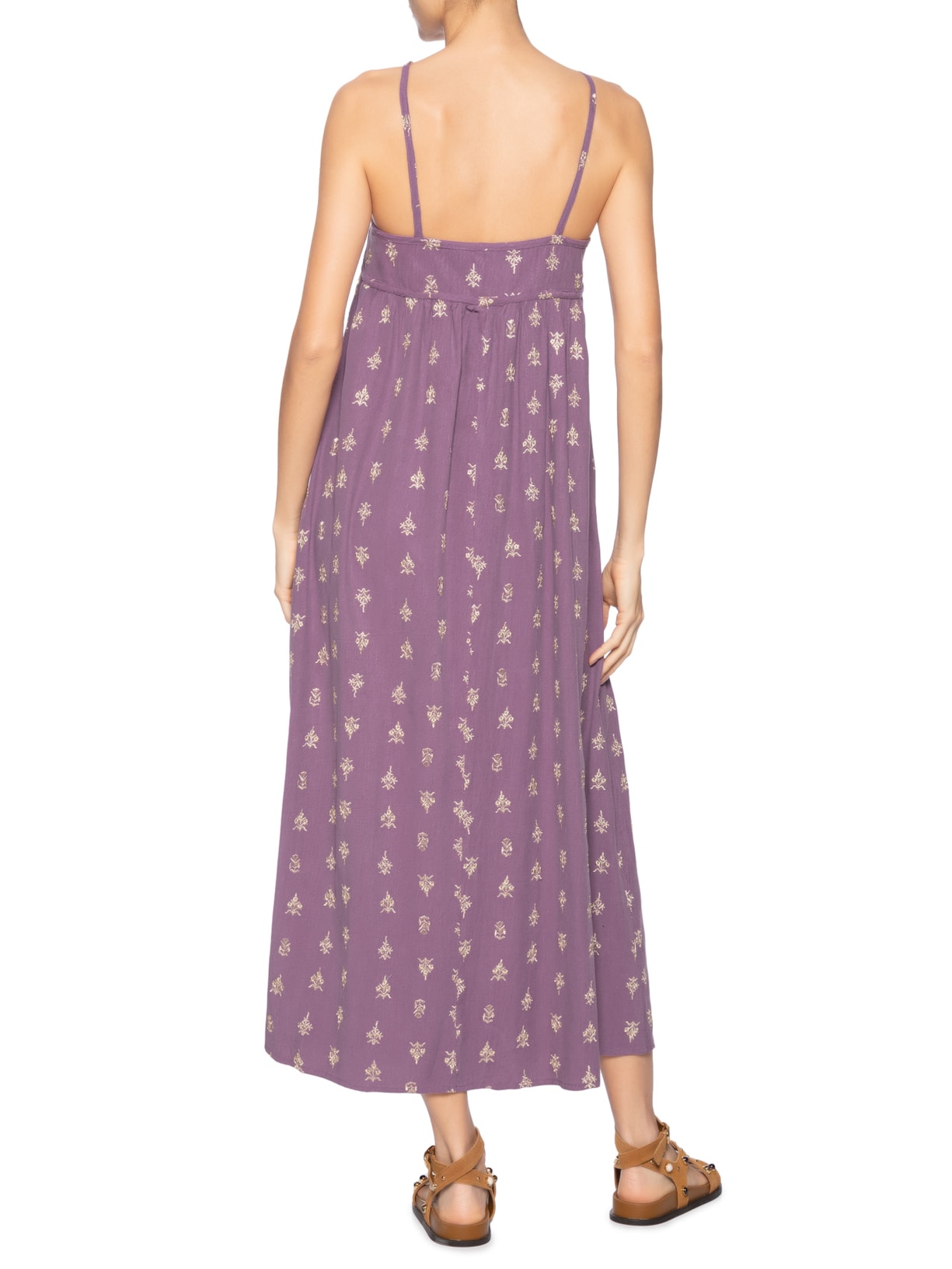 Vestido Midi Bordado Arruda Roxo Maria Filó