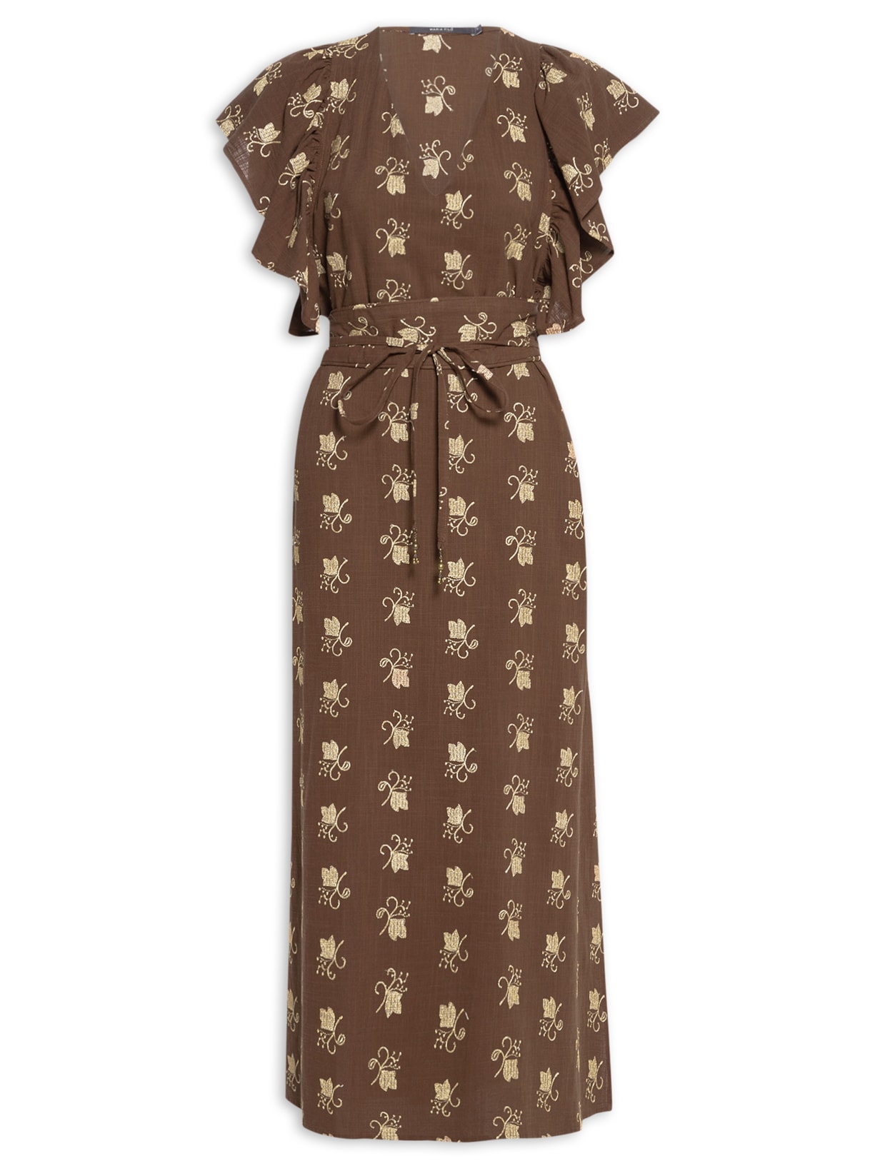 Vestido Midi Bordado Azaleia - Marrom