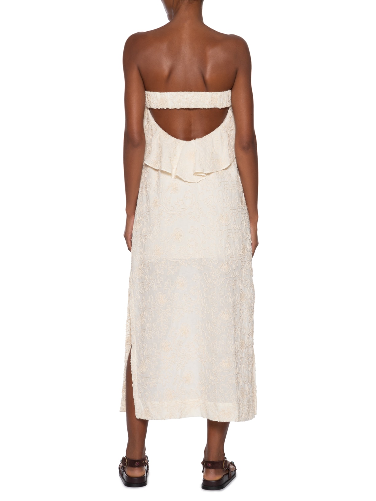 Vestido Midi Bordado Cadarço Branco Dress To