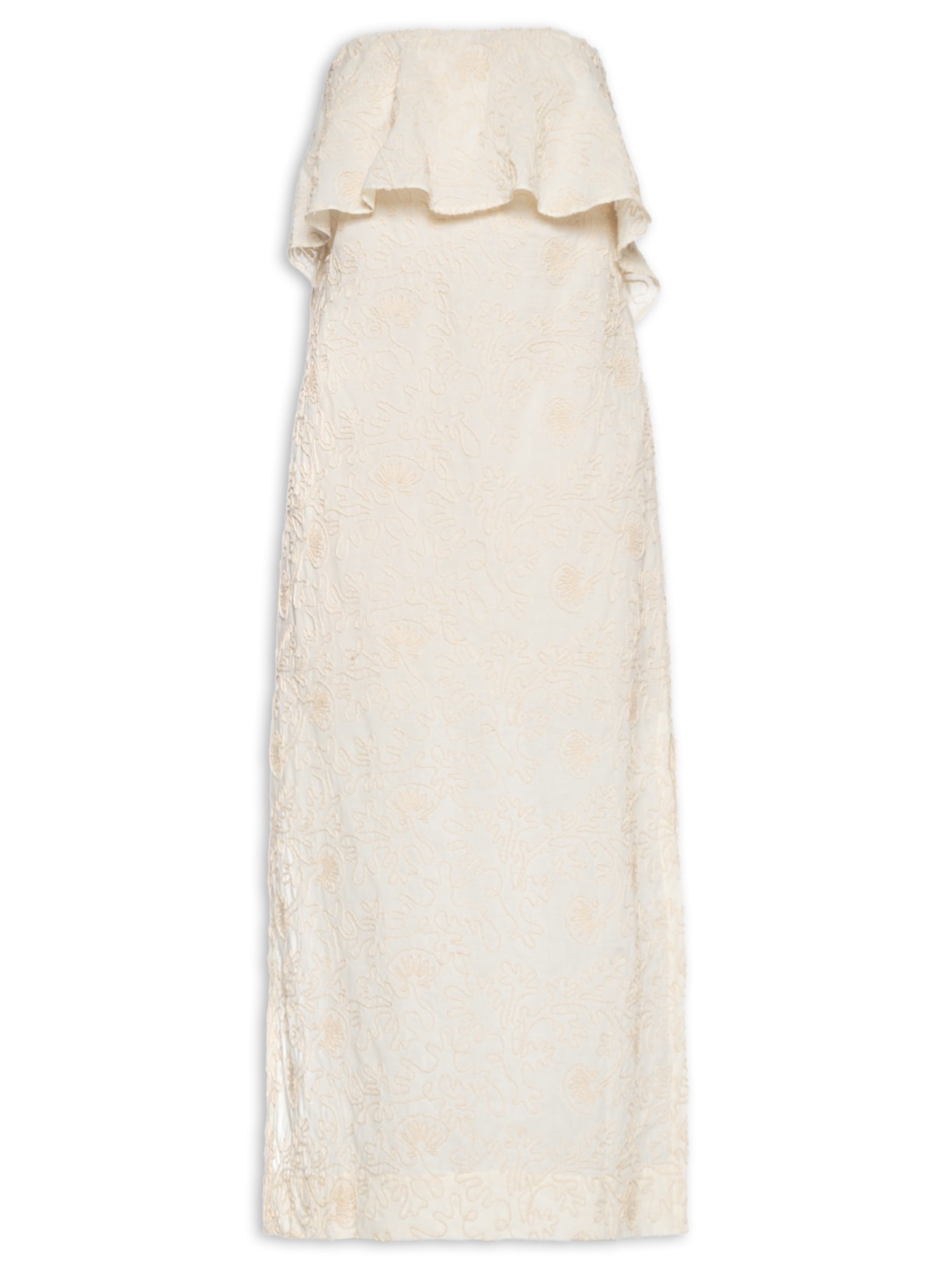 Vestido Midi Bordado Cadarço - Branco