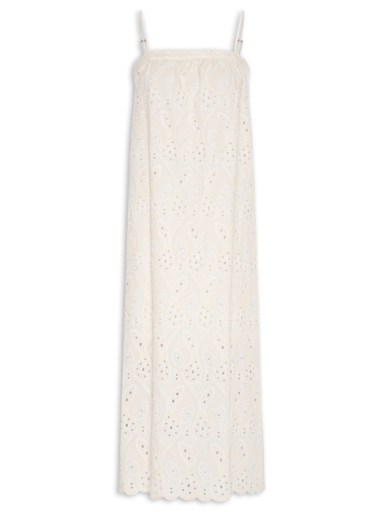 Vestido Midi Bordado Calabria - Off White