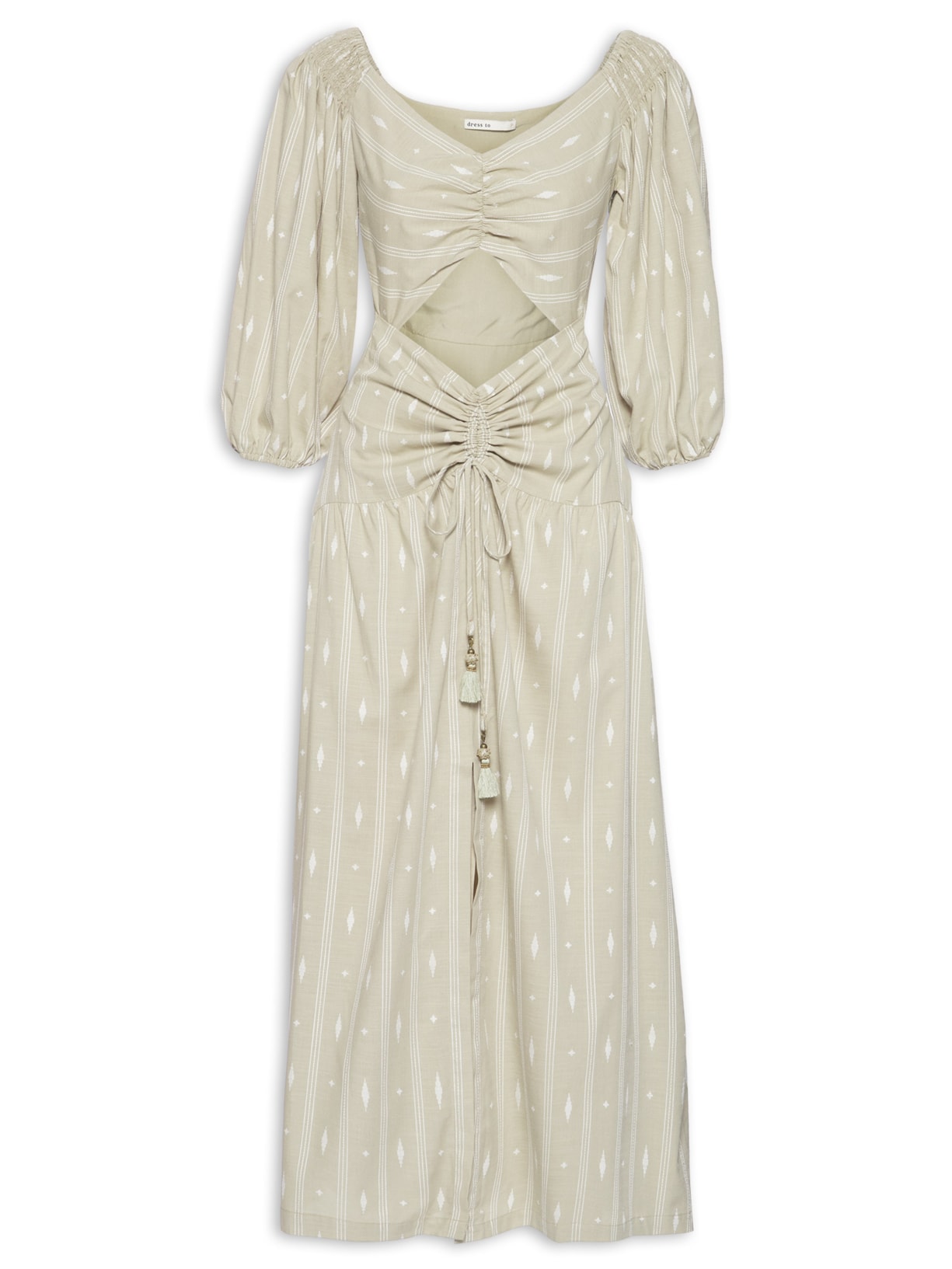 Vestido Midi Bordado Caminhos - Verde