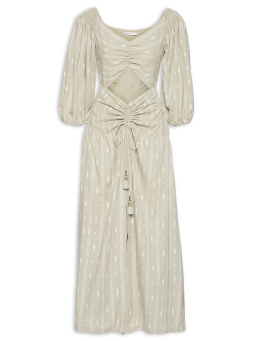 Vestido Midi Bordado Caminhos - Verde