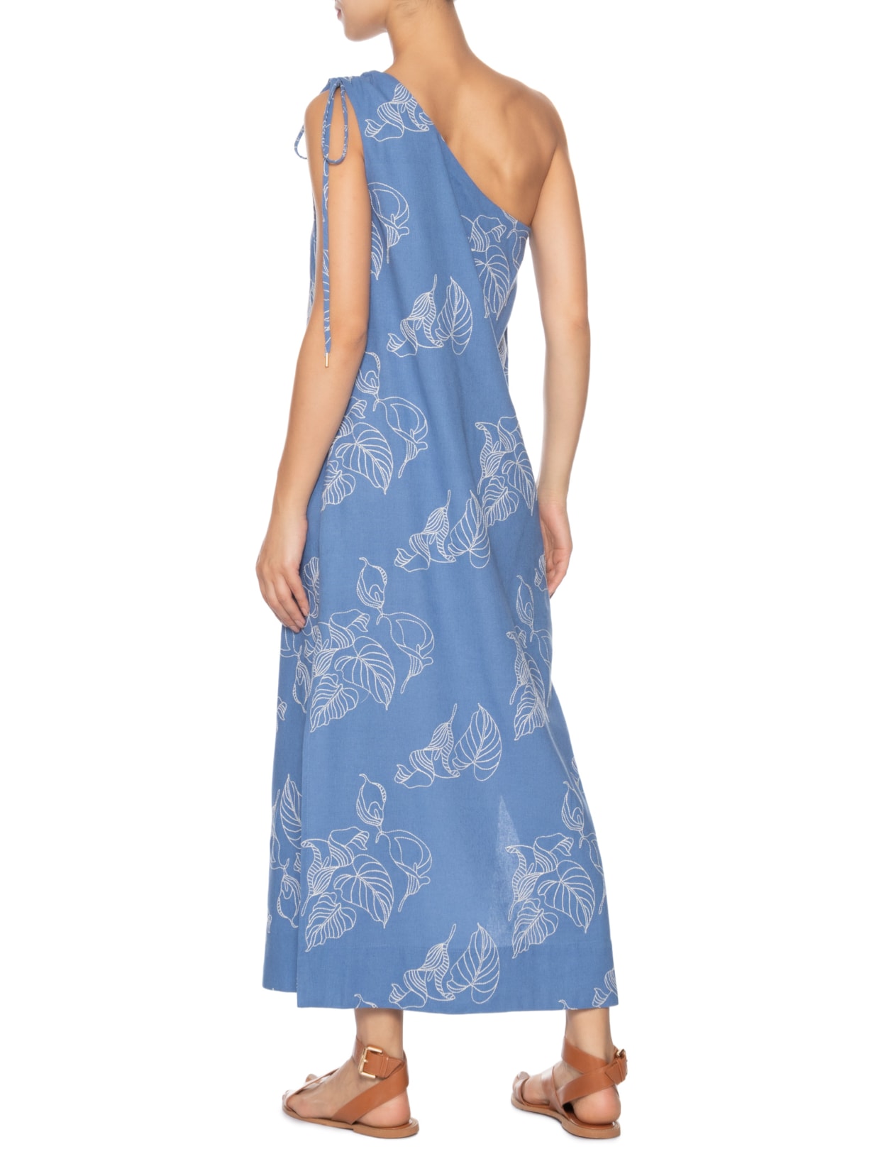 Vestido Midi Bordado Copo De Leite Azul Dress To