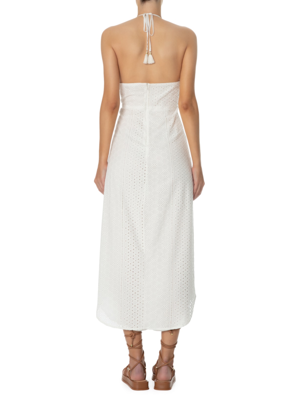 Vestido Midi Bordado Creta Branco Maria Filó