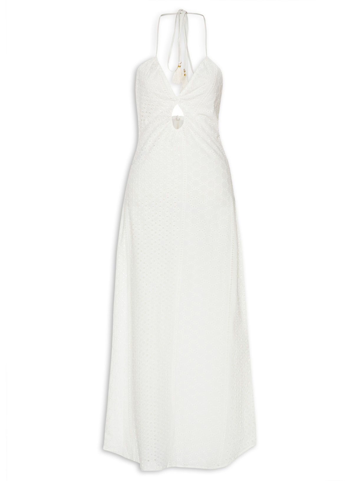 Vestido Midi Bordado Creta - Branco