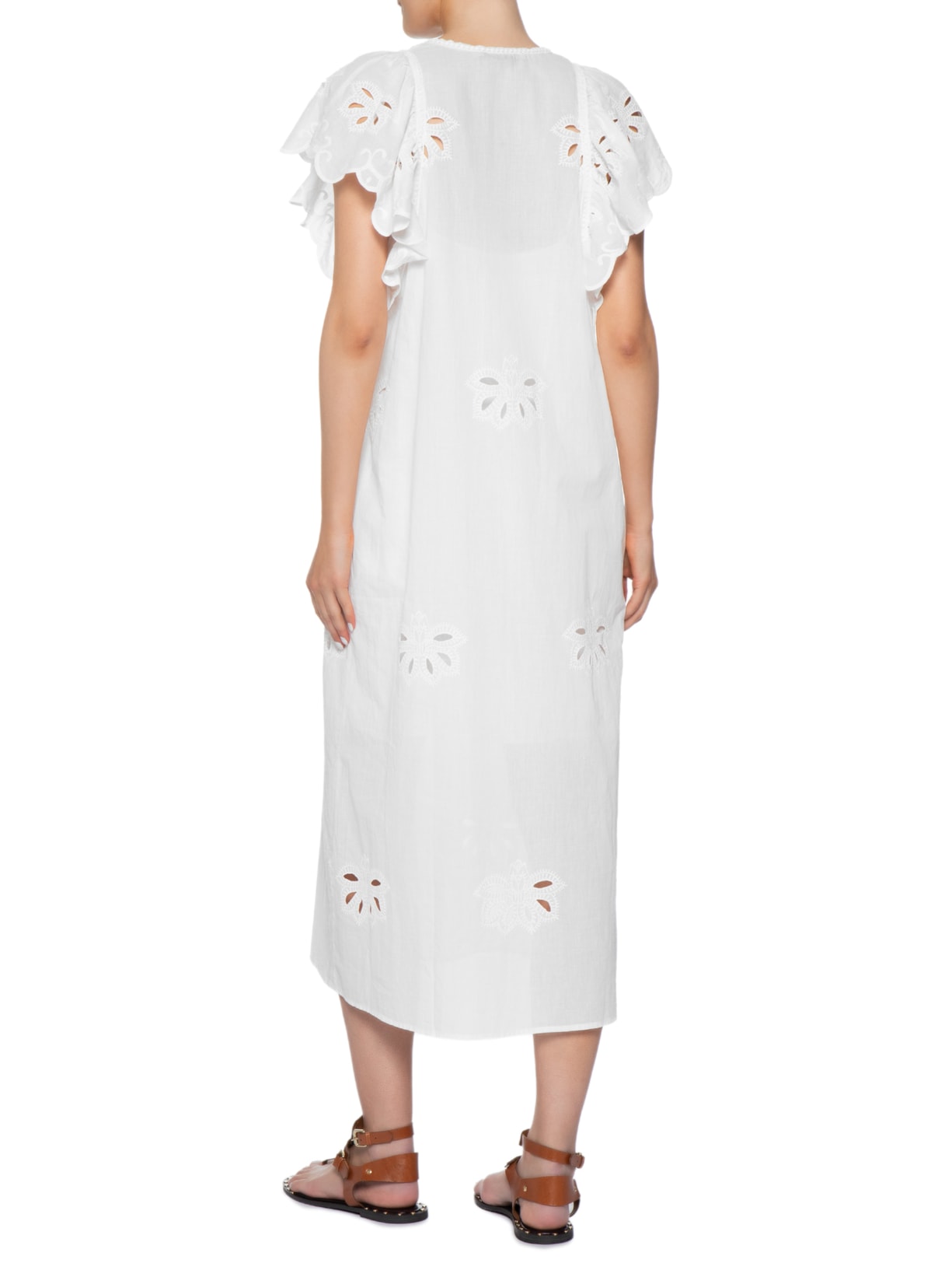 Vestido Midi Bordado Lotus Branco Maria Filó