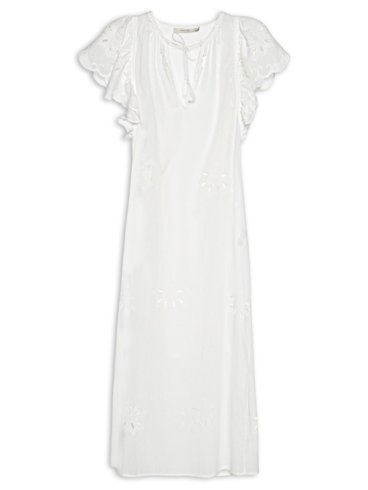 Vestido Midi Bordado Lotus – Branco Maria Filó