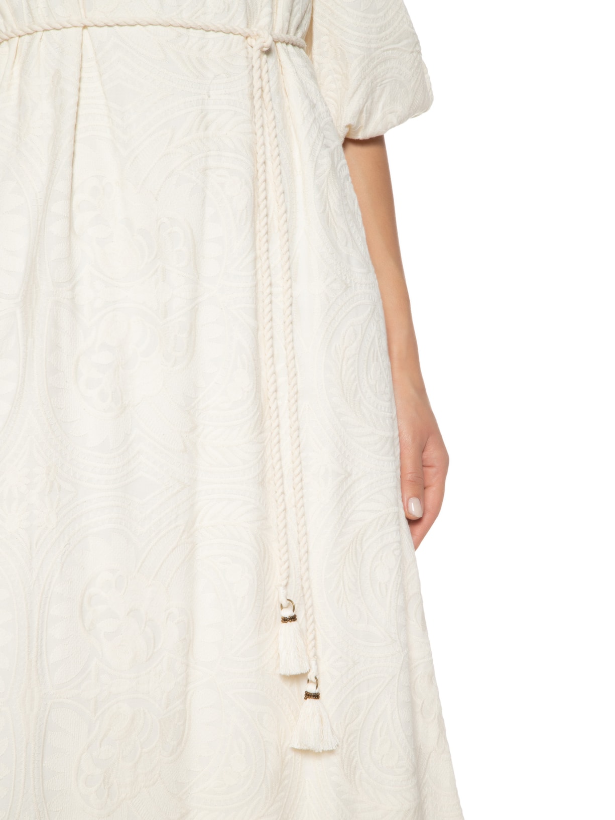 Vestido Midi Bordado Malta Bege Maria Filó