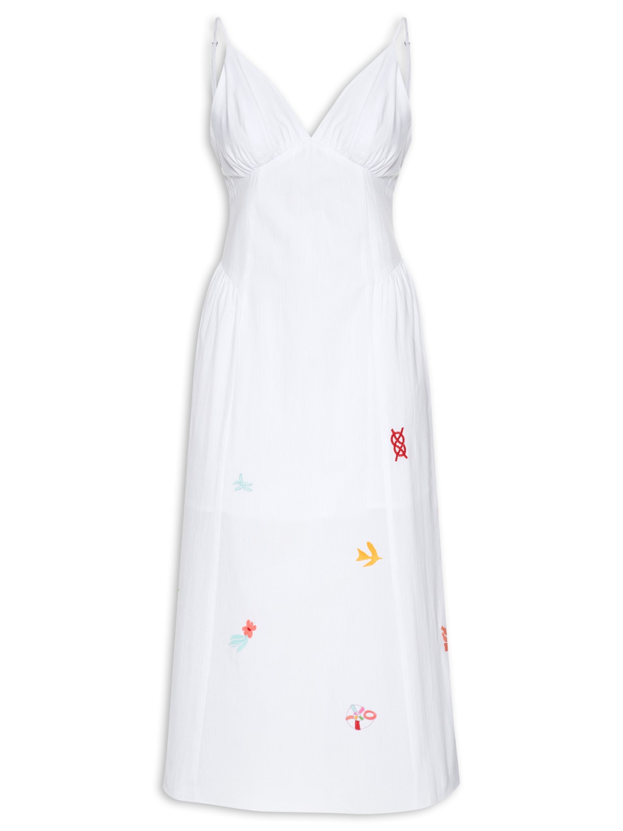 Vestido Midi Bordado Mar Encantado - Branco